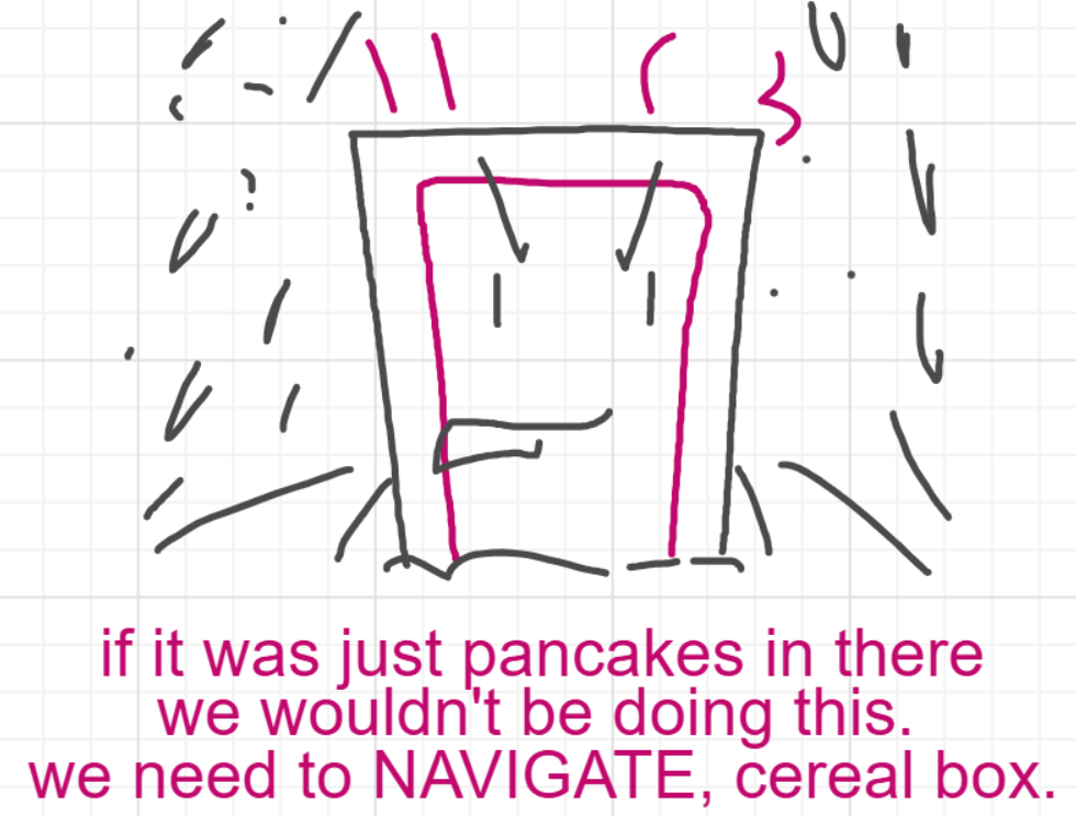 A panel from I've Been Everywhere, Man, episode nine of the Board Boards object show by Furretwalk/WalkingFurret.